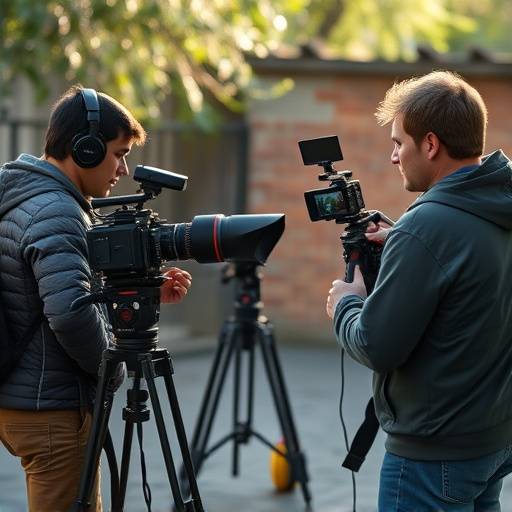 Team of videographers working on set.