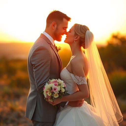 Wedding couple at their wedding